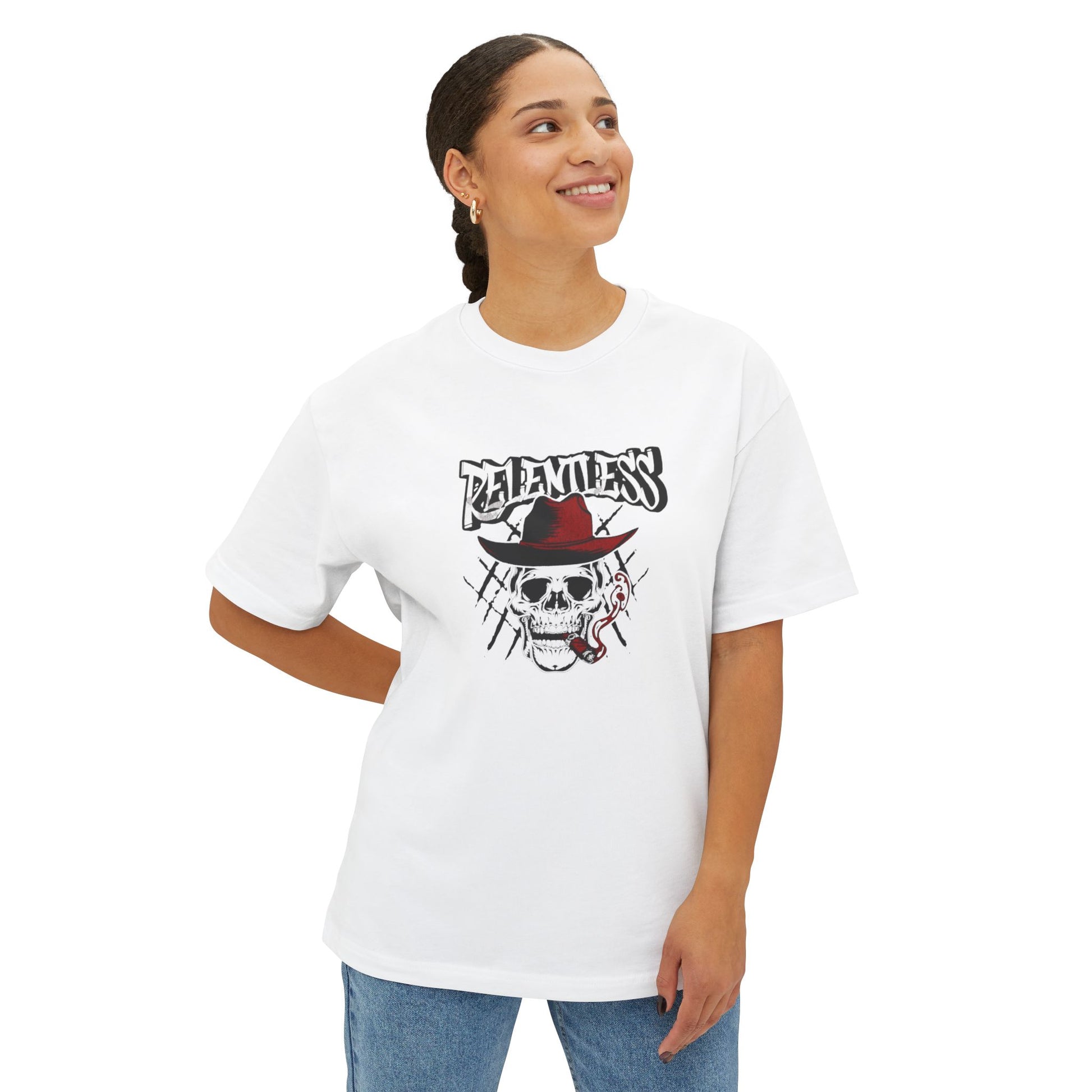 Relentless Kuru Kafa Unisex Beyaz Baskılı Tişört, Rahat Sokak Giyimi, Erkek veya Kadın İçin Hediye